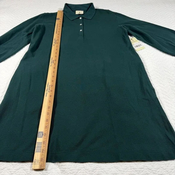 NWT Tuckernuck June Bug Green Pique Cotton Long Sleeve Polo Dress Womens M - Picture 9 of 10